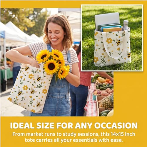 DHQH Canvas Aesthetic Tote Bag for Women, Cute Reusable Printed Cloth Bags with Makeup Bag for Shopping Grocery Travel Beach - style: Beer- Bag