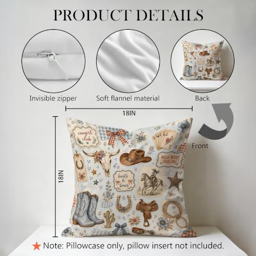 Retro Blue Coastal Cowgirl Pillow Cover 18x18 Double-Sided - color: Color-21