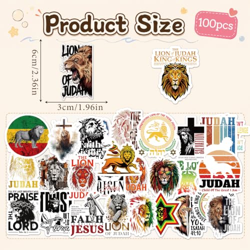 Christian Stickers for Men - 100 Pcs Jesus Bible Verse Decals Bulk - color: Jesus Lion