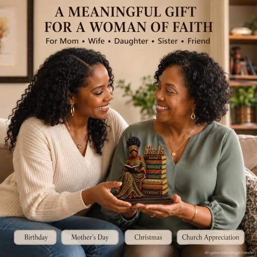 Christian Gifts for Women, African American Black Woman Wood Acrylic Plaque - color: kat-k- Plaque -she is 1