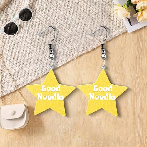 Christian Statement Earrings for Women, Acrylic Dangle Earrings, Lightweight Comfortable, Non Tarnish Hooks, Faith Jewelry, Religious Gift for Women - color: Good Noodle