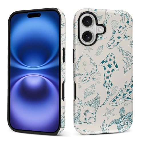 Case for iPhone 17,Drop Protection Hybrid 2-Layer Hard Phone Cover-Ocean Animal Whale Shark-Blue - color: Ocean Animal Whale Shark-Blue, size: iPhone 17