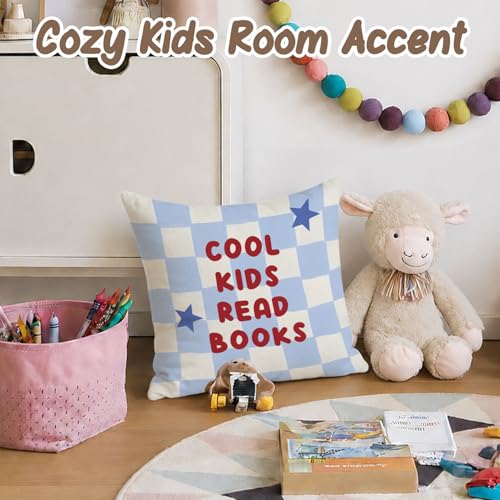 Reading Nook Pillow Covers18x18,Classroom Inspirational Throw Pillows - color: Book-blue