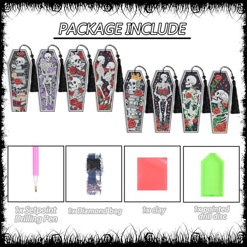 Gothic Skeleton Diamond Art Bookmarks, Diamond Painting Book Marks - style: Gothic Skeleton 8pcs