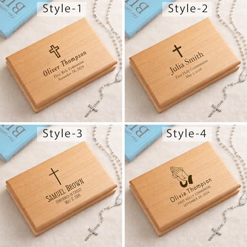Personalized First Communion Cross Valet Box - Religious Keepsake Box