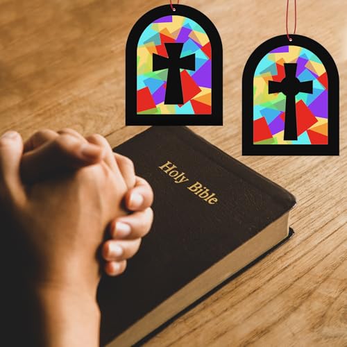 Chiisong 24 Sets Religious Sunday School Cross Crafts DIY Kit,Classic Color