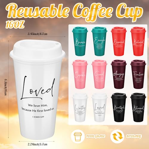FoldTier 12 Pcs Christian Coffee Cups Bulk Scripture Tumbler - color: Bright Color