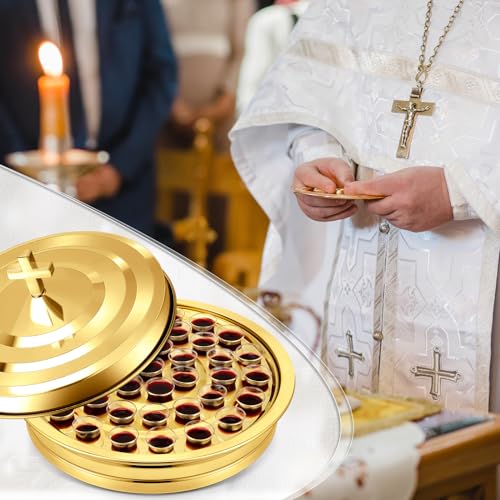 Zhehao 1 Set Communion Tray for Churches with Lid, Golden - color: Golden