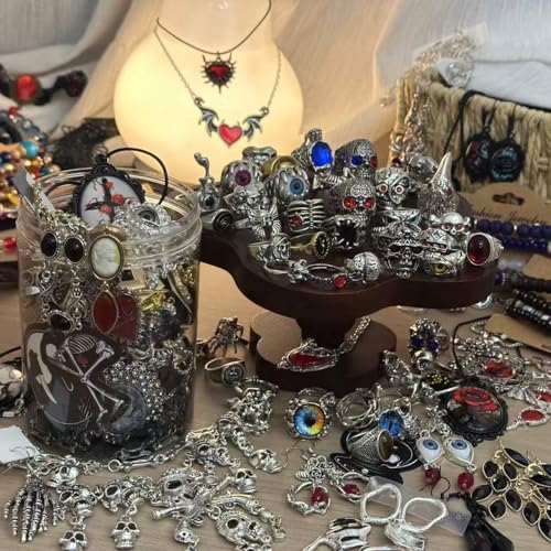 Mystery Jewelry Jar for Women, Gothic Witchy Vintage Jewelry Gift Set(Goth Boho Mixed Punk Everyday Necklaces,Earrings, Rings,Bracelets/Bangles),Unique Alternative Fashion Romantic Cute Present for Her - color: Gothic Punk