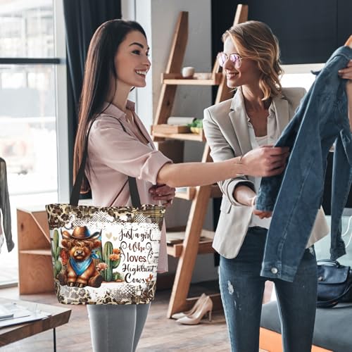 Christian Tote Bags for Women Bible Bags for Women Religious Gifts Bible Church Bag Reusable Grocery Shopping Bag - color: Highland Cow