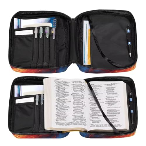 Coldinair Custom Bible Cover for Kids Boy Personalized Bible Case Bible Carrier Carrying Organizer Purse Handbag with Zipper Pockets Church Bag,Soccer Fire Flame - color: Add Your Name,soccer Fire Flame