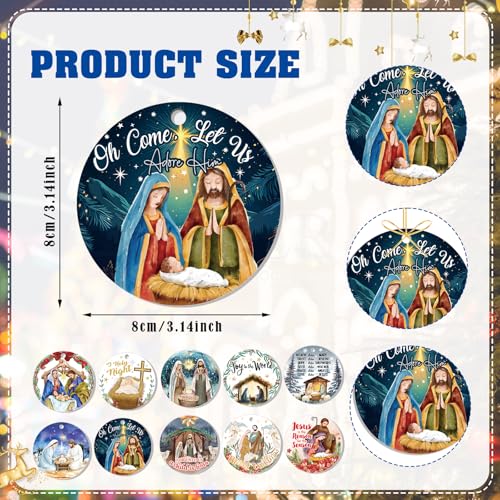 HOWAF Nativity Scene Ornaments for Christmas Tree, Christmas Nativity Scene Ornaments Gifts Bulk, Religious Catholic Gifts Birth of Jesus Christian Ornament