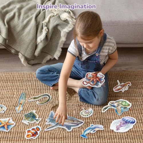 CHEFAN Ocean Animal Felt Board Story Pieces, 22-Piece Set - color: A-blue