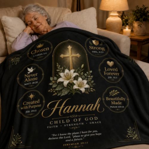 Personalized Christian Faith Floral Throw Blanket, Custom Name - color: Style4