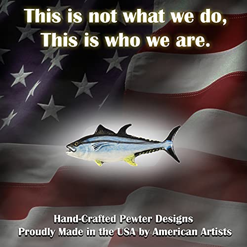 Bluefin Tuna Fish Pin, Pewter, Lapel, Hat, Pins, Brooch, Brooches, Jewelry, Gift, Handmade in the USA, 200 Fish Designs Available. S009Z - color: Hand Painted