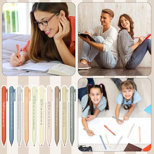 Cholemy 50 Pcs Bible Verse Pens Bulk Christian Pens Black Ink - color: Morandi
