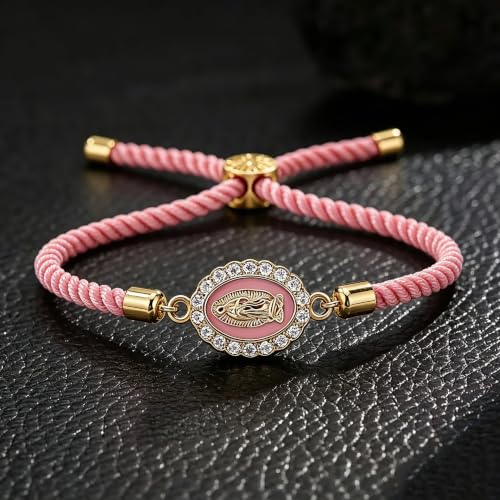 Catholic Bracelets St. Benedict Bracelet Red Rope Double Hole Pendant Couple Woven Bracelets Adjustable Black Bracelet - color: Pink
