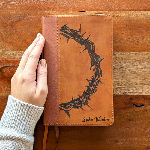Personalized NIV Personal Bible with Crown of Thorns | Large Print (Brown) - color: Brown