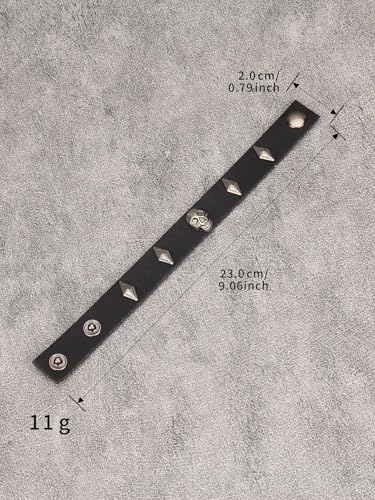 Jeilwiy Punk Rock Gothic Black Rivet Leather Spiked Necklace Collar Neckband Leather Choker Necklace for Women Mom Gifts Adjustable - color: Gothic Bracelet Black