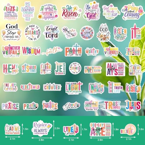 WorldBazaar 100pcs Bible Verse Stickers Bulk Floral Inspirational Jesus