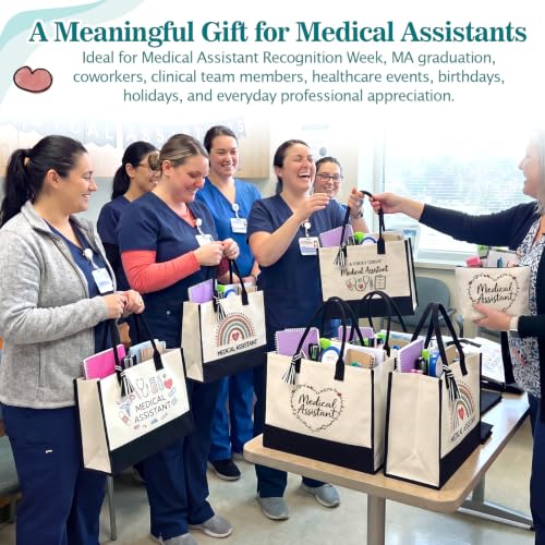 Ceenna 8Pcs Medical Assistant Gift for Women Canvas Tote Bag and Makeup Bag - style: Medical Assitant