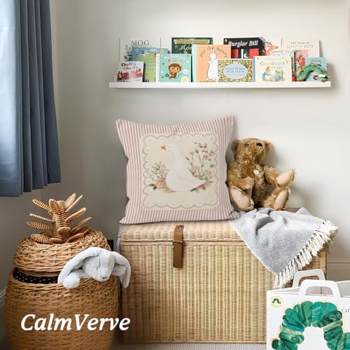 Goose Nursery Decor Pillow Covers 18x18,Pink Floral Girl Nursery Decorative Throw Pillow Covers Pillowcases for Kids Toddler Little Girls Room Bedroom Playroom Decor - color: Goose-18x18