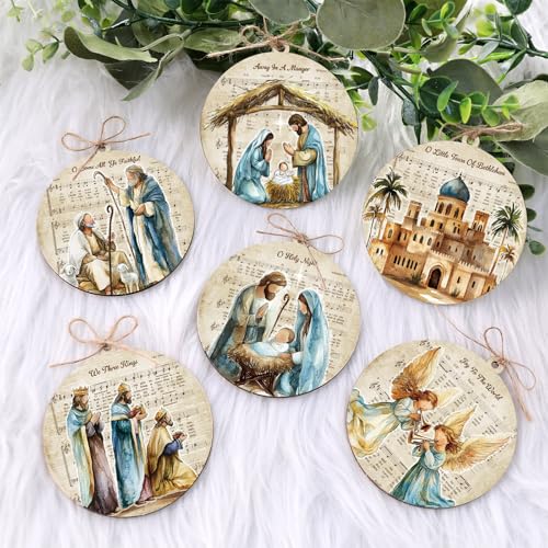 Shellwei 12 Pcs Christmas Nativity Scene Ornaments Religious Tree Decor - style: Jesus