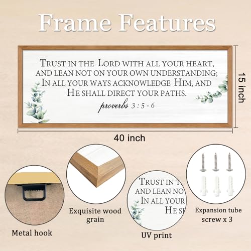 Foutcheou Trust in the Lord With All Thine Heart Wall Art 40"x15" Wood - color: Trust in the Lord With All Thine Heart Wood, size: 40"L x 15"W