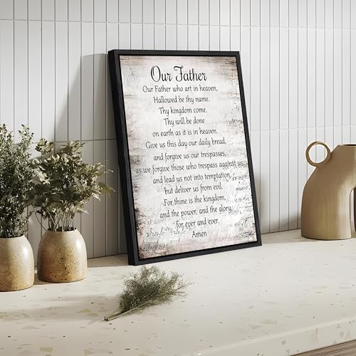 Floating Framed Our Father Prayer Decor the Lords Prayer Wall Art 12x16 In - color: Prayer-PS, size: 16"L x 12"W