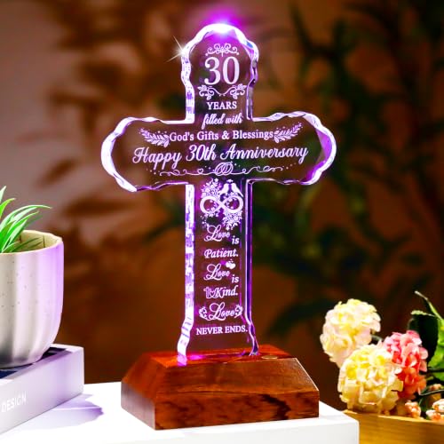 Ornalrist 30th Anniversary Wedding Crystal Cross Gifts for Parents Couples - color: 30th Wedding Anniversary