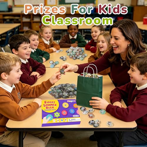 52 Pcs Back to School Fidget Spinners Bulk Party Favors Classroom Prizes - color: Tl-sa-3-brown