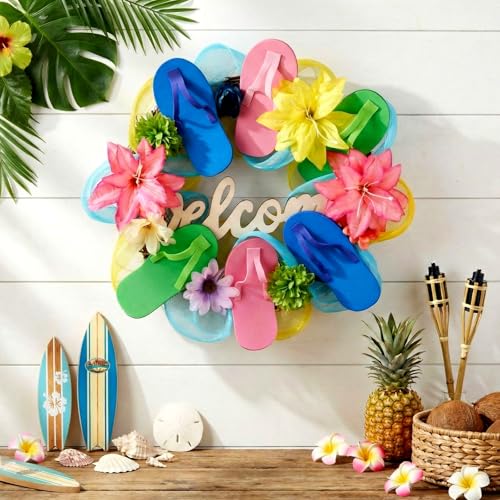 Cinnvoice Beach Slippers Wreath Artificial Front Door Wreath - style: Beach Slippers