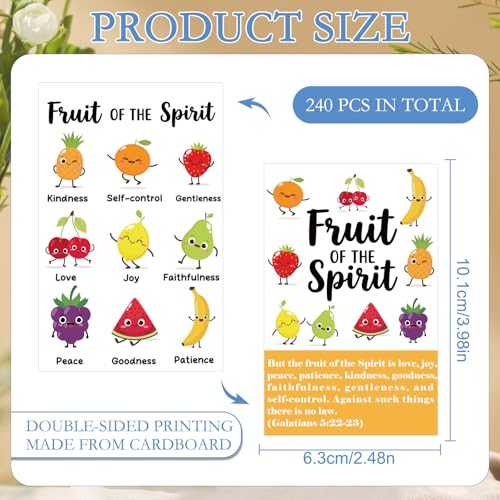 Fruit of the Spirit Gospel Tracts - 240 Pcs Religious Salvation Cards Pocket Holy Postcards Prayer Jesus Gospel Tract Bookmark Gifts for Evangelism Party Sunday School Church - color: Fruit of the Spirit