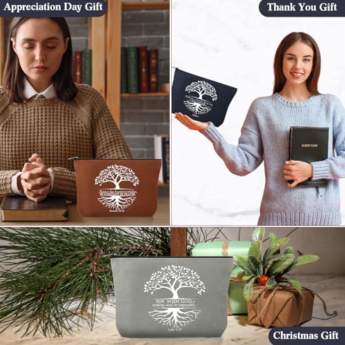 Huhumy 12 Pcs Christian Makeup Bag, Neutral Colors, Tree of Life - color: Neutral Colors, style: Tree of Life