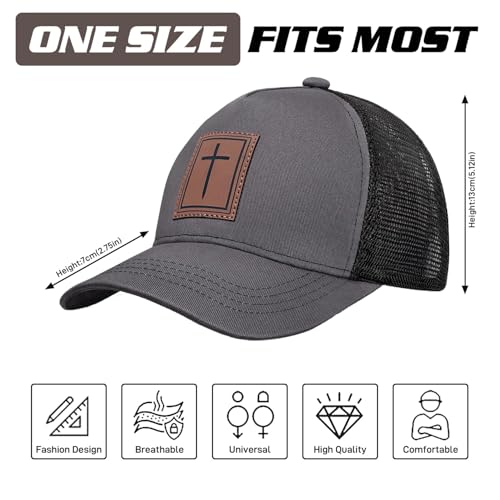 Christian Hats for Men Women, Faith Over Fear Hat - color: Cross Gray