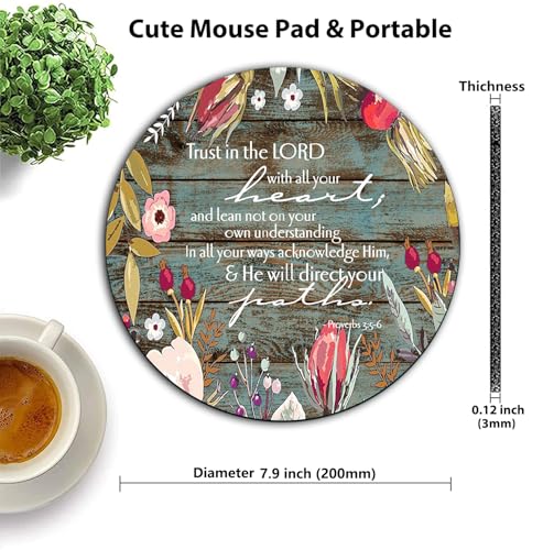 Trust in The Lord with Your Heart Round Mouse Pad, Circular Desk Mat - color: Proverbs 3:5-6