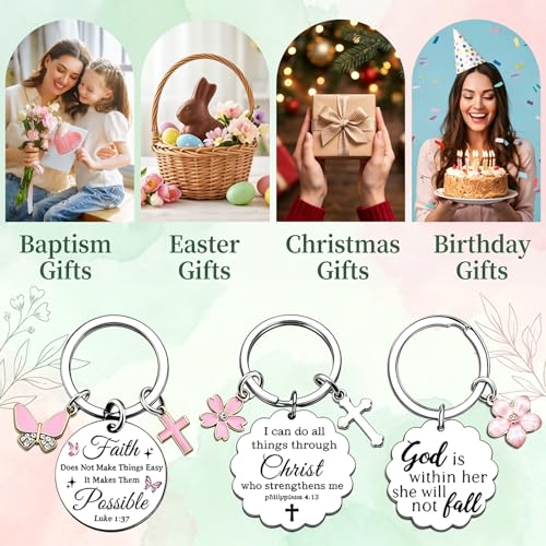 6PCS Christian Keychain for Women, Christian Key Chains, Faith Key Chains for Pastor Mom Sister Christian Bible Accessorie