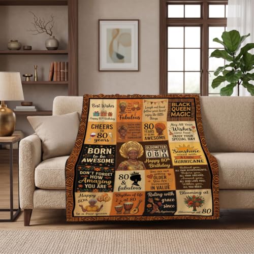 80th Black Women Throw Blanket Birthday Gifts – 80 Years Old Gift - color: Tk030, size: 60"x50"