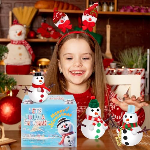 Christmas Crafts Stocking Stuffers for Kids,9 Pack Clay Build Snowman Kit