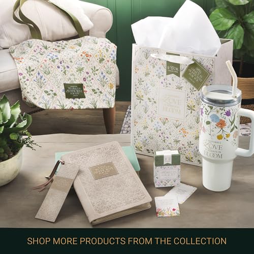 Christian Art Gifts Natural Canvas Tote Bags for Women - color: Floral Canvas/Be Joyful