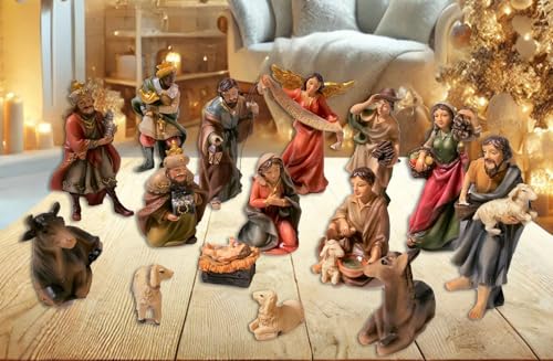 Faithful Treasure 15-Piece Complete 4" Christmas Nativity Set