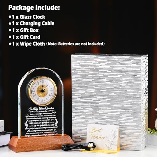 Arikyrist Glass Clock Gifts for Grandma from Granddaughter Grandson - color: Grandma