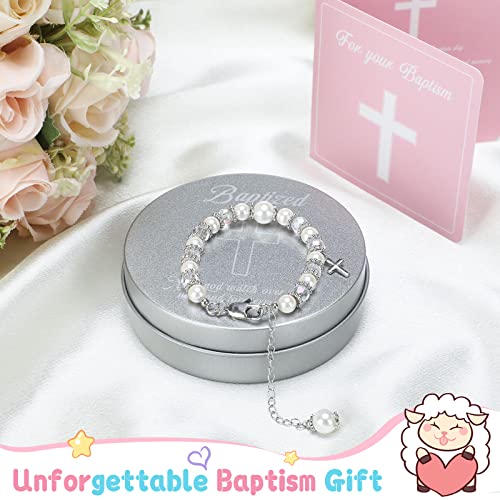 Haull 5 Pcs Christening Baptism Gifts for Girl 8.5 Inch Plush Lamb Toy Doll