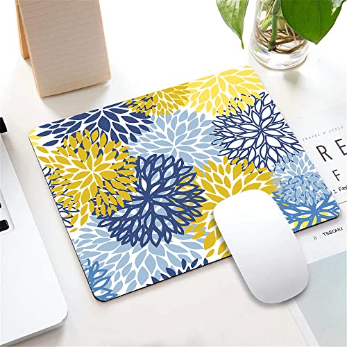 Mouse Pad, Green Spring Flower Blue Yellow and Navy Chrysanthemum Brown Mouse Pad, Mousepad Rectangle Customized Mouse Pads with Designs Non-Slip Rubber Smooth MousePads for Computer Laptop - color: TSP154