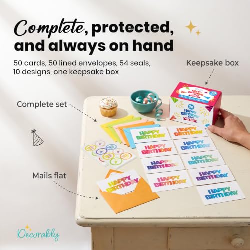 Decorably 50 Pack 6x4in Happy Birthday Cards Bulk, Assorted Designs