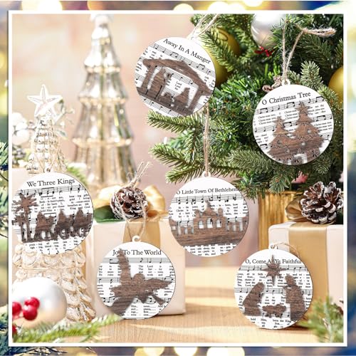 Bucherry 6 Pcs Wooden Christmas Nativity Scene Ornaments Bulk,Music Themed - style: Music Themed