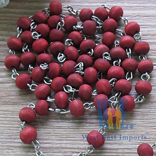 12 Pcs First Communion Favor Red Scented Rose Petal Rosary Necklace Gift