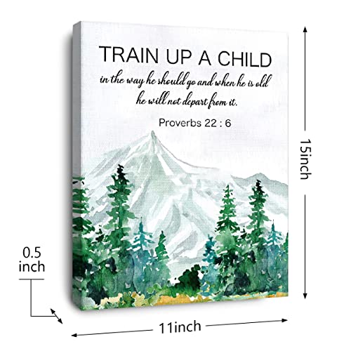 OTINGQD Train Up A Child Proverbs 22:6 Canvas Wall Art,Bible Verse Scripture Canvas Painting Prints for Christian Home Bedroom Office Church Religious Wall Decor - color: Proverbs 22:6