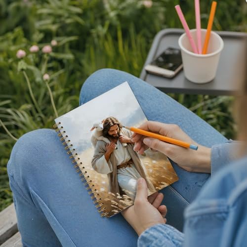 Jesus and Lamb Christian Spiral Notebook Journal, Church Notes Notebook, Christian Jesus Church Prayer Journal Gift For Women Girls, 5.5 x 8.3 Inches - color: 07Child