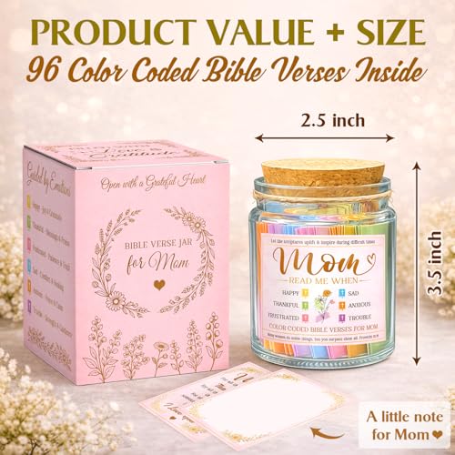 Bible Verse Jar Christian Gift for Mom - 96 Bible Verses - color: Mom